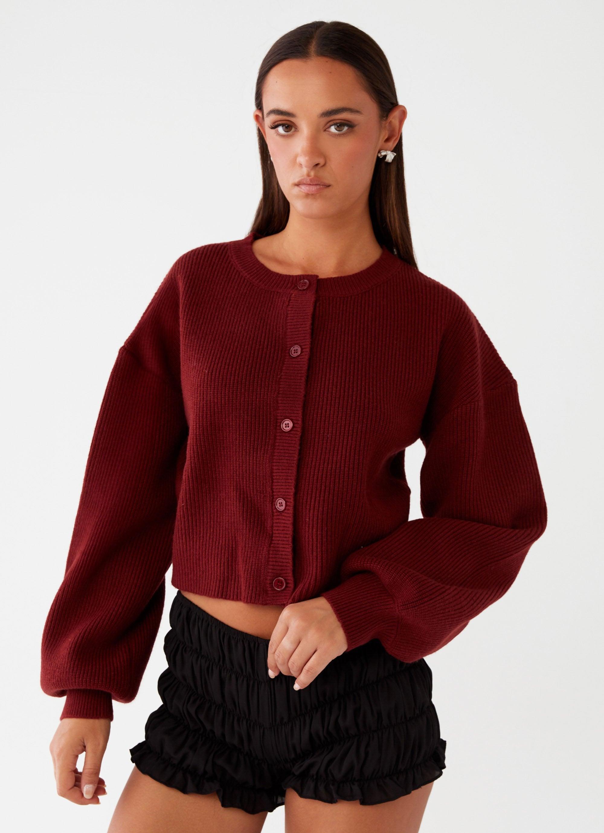 Daphne Knit Cardigan - Maroon product image