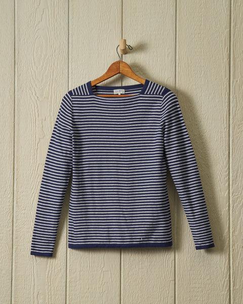 Riviera Sweater Knit Top in Navy/Cream product image