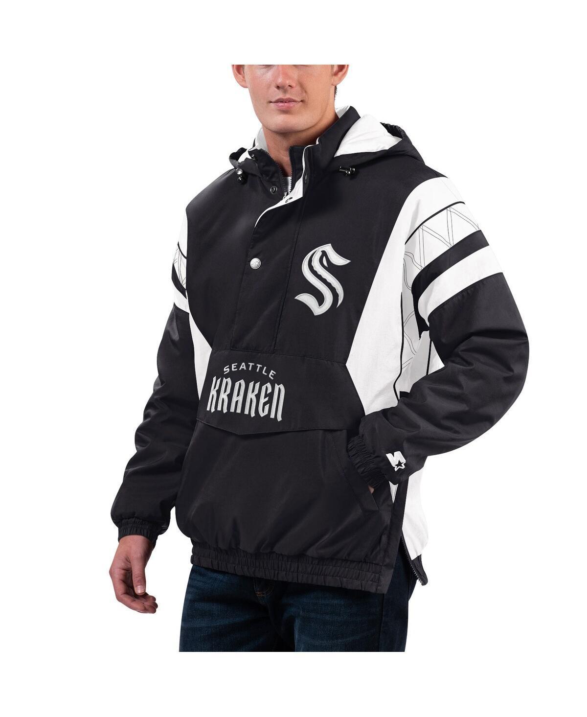 Mens Starter x Nhl Black Ice Black Seattle Kraken Home Team Half-Zip Pullover Hoodie Jacket - Black Product Image