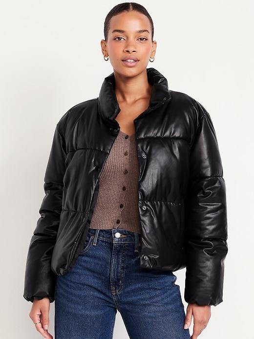 Faux-Leather Puffer Jacket product image