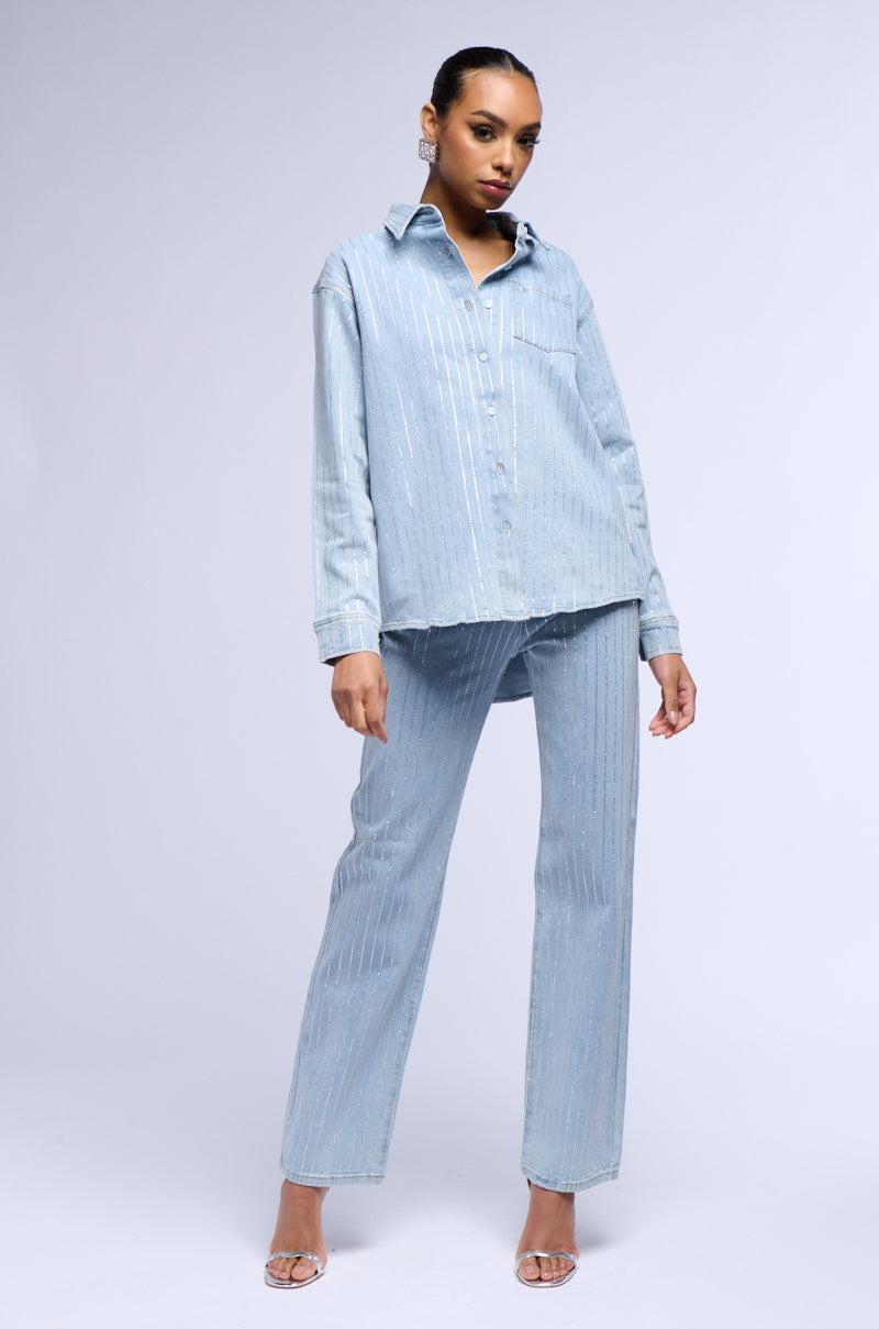 EFFORTLESS GLAM RHINESTONE STRIPE RELAXED FIT JEAN Product Image