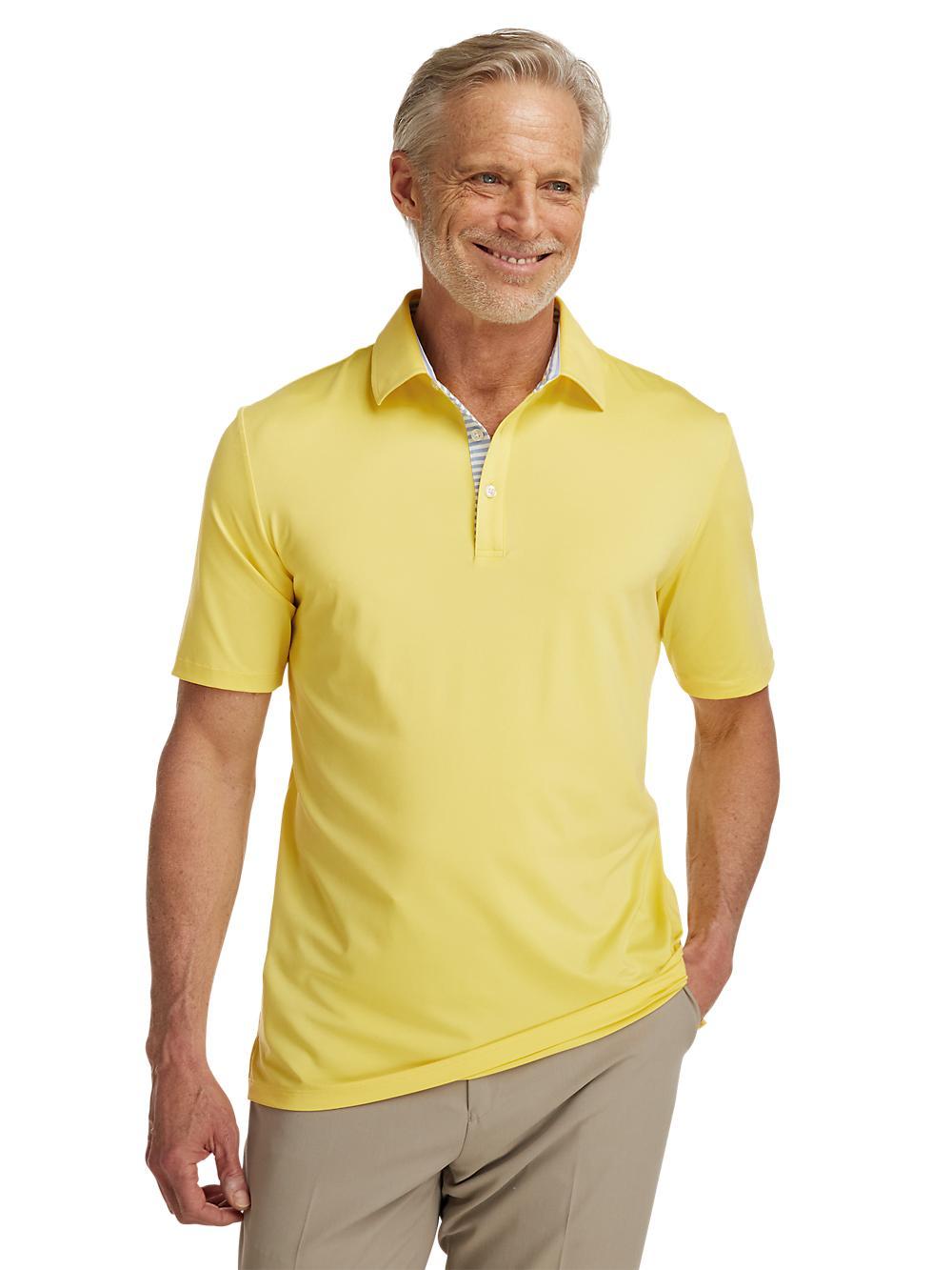 Performance Blend Three Button Polo - Light Yellow Product Image