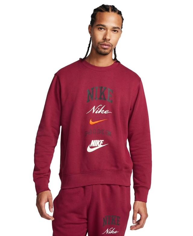 Nike Mens Club Fleece Stacked Logo-Print Brushed Fleece Sweatshirt - Black/sail Product Image