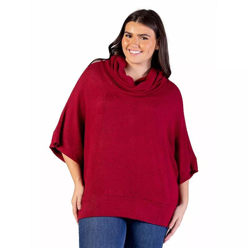 Plus Size 24Seven Comfort Apparel Heathered Cowlneck Dolman Sleeve Sweater, Womens Product Image