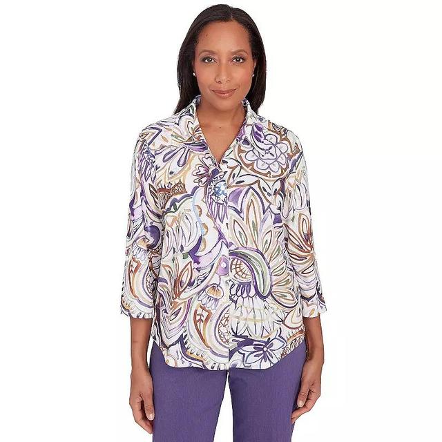 Alfred Dunner Charm School Womens Drama Paisley Top Product Image