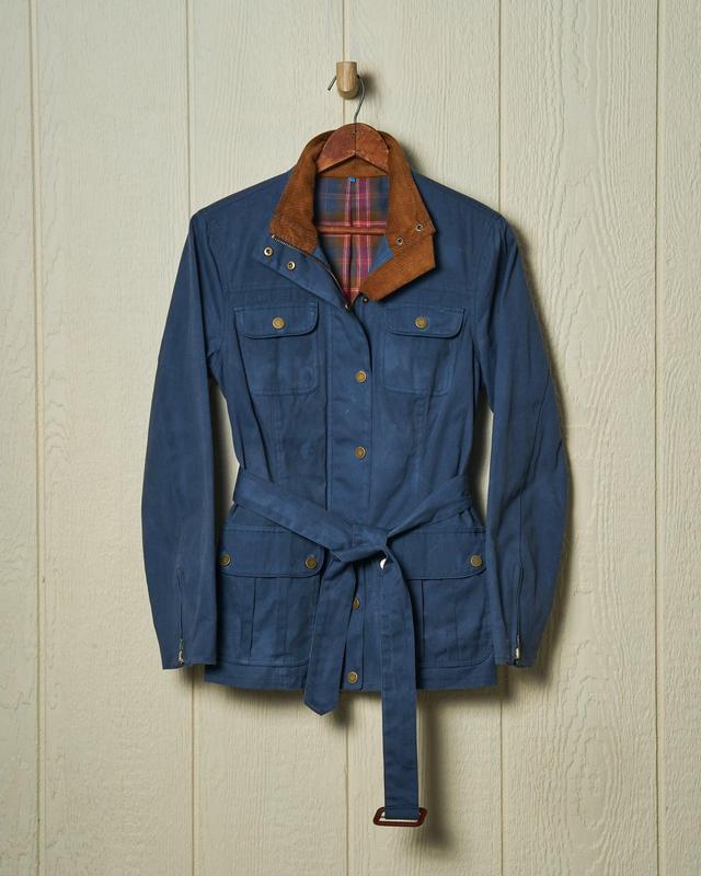 Women’s Aberdeen Jacket in Navy Waxed Canvas Product Image