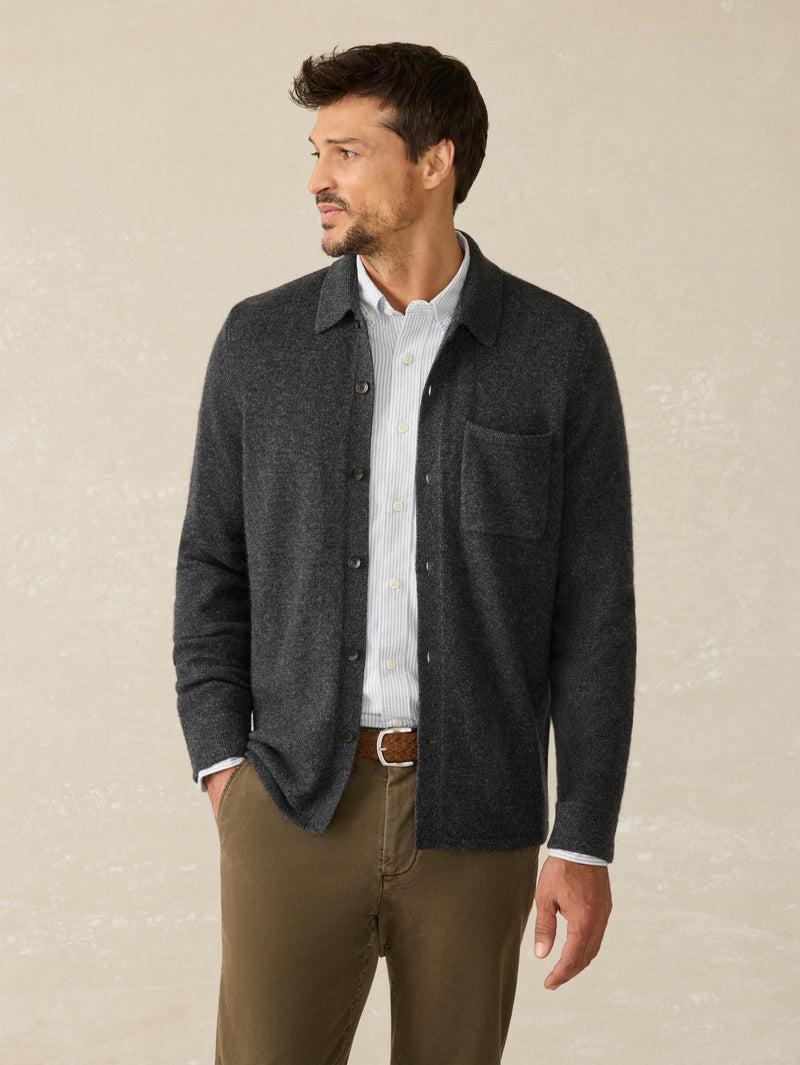 Wool Cashmere Sweater Overshirt - Charcoal Melange Product Image