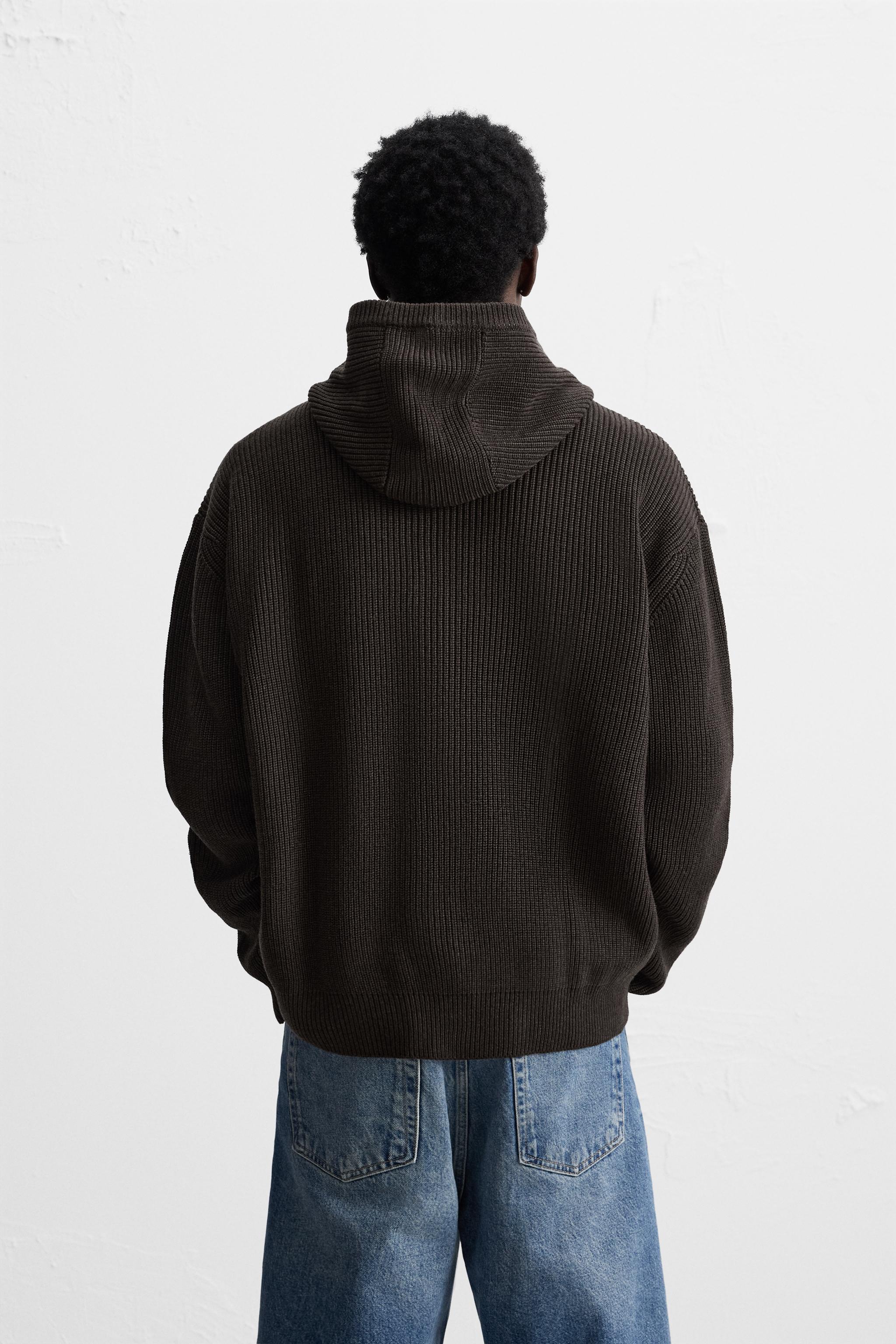 HOODED KNIT CARDIGAN Product Image