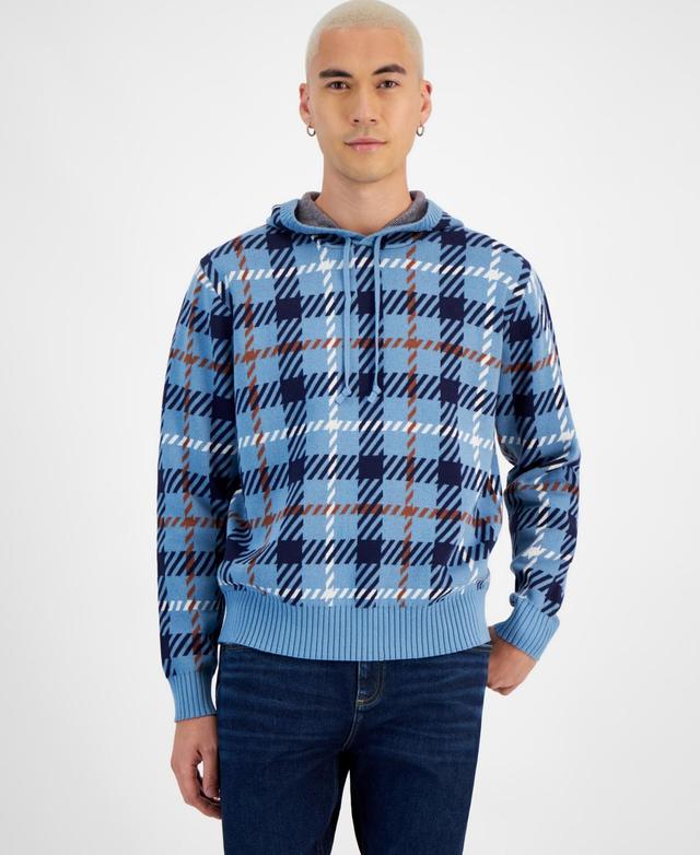 Sun + Stone Mens Hooded Plaid Sweater, Created for Macys Product Image