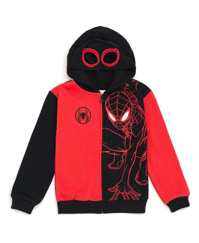 Marvel Boys Spider-Man Avengers Fleece Zip Up Cosplay Hoodie to (2T - 18-20) - Red / black Product Image