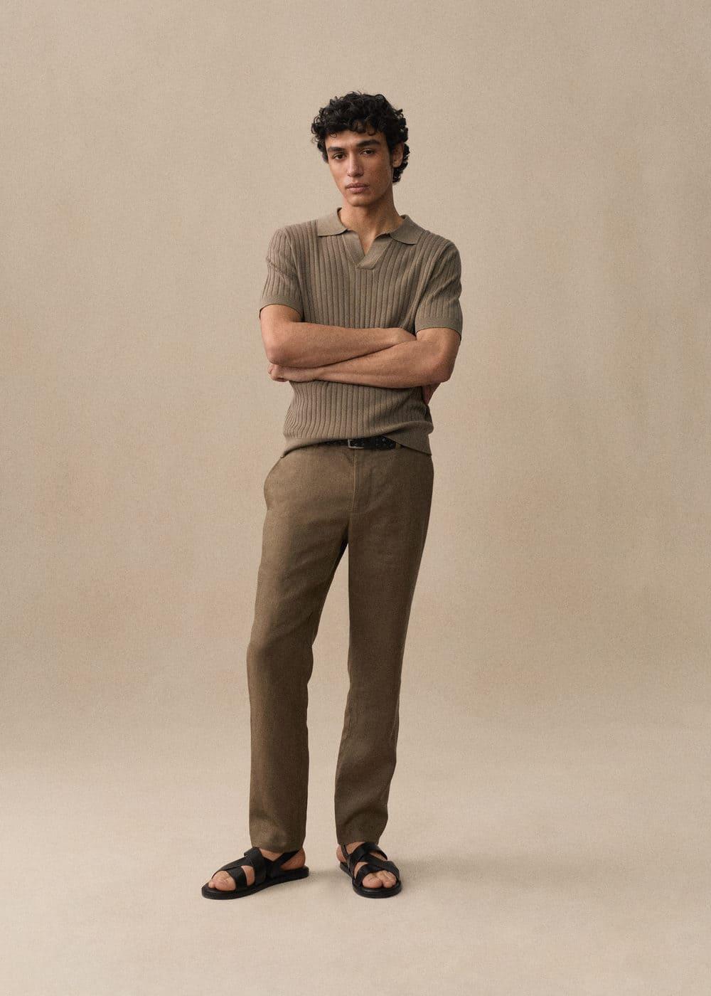 MANGO MAN - Slim-fit 100% linen pants khakiMen Product Image