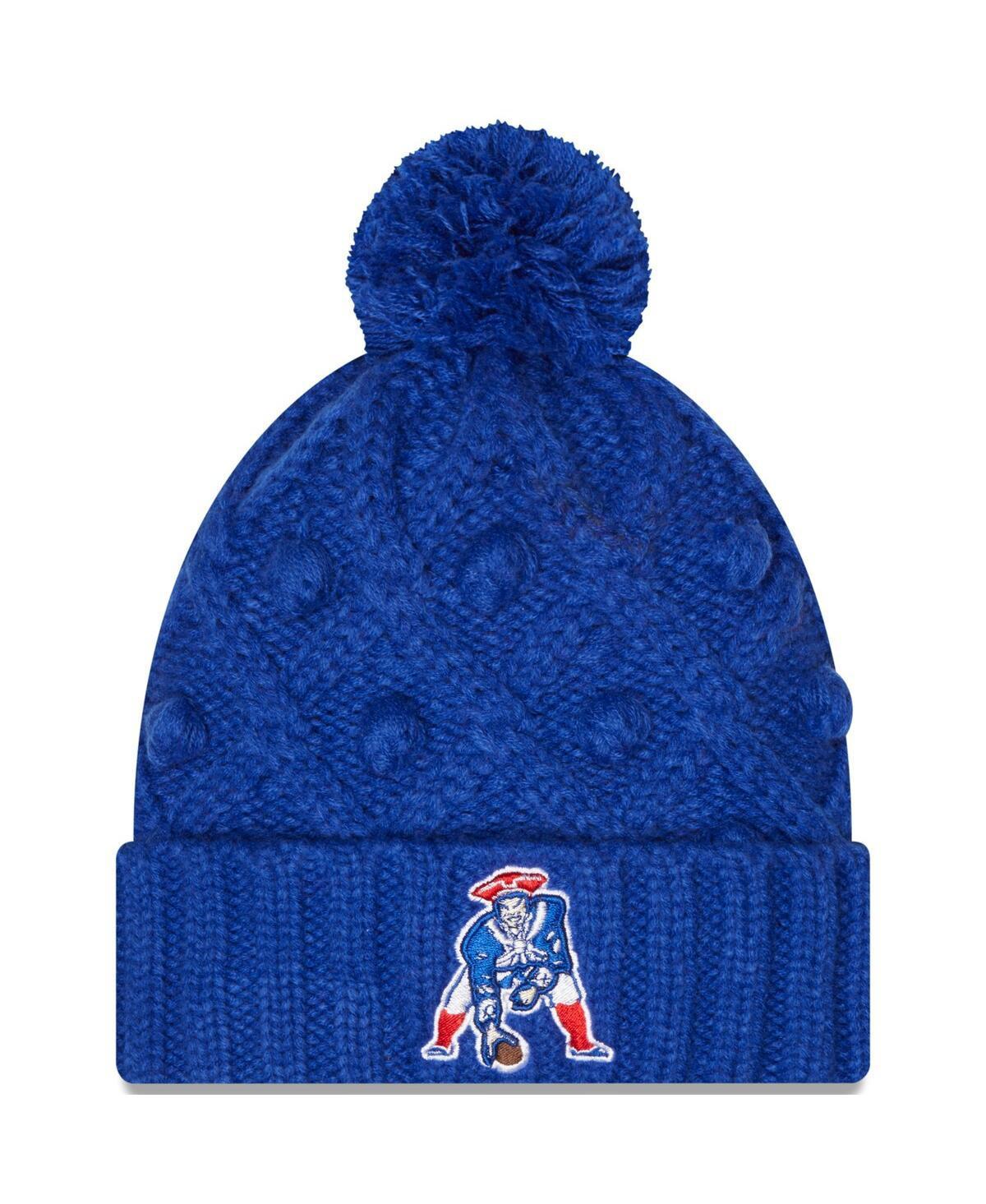 Womens New Era Royal New England Patriots Toasty Cuffed Knit Hat with Pom Product Image