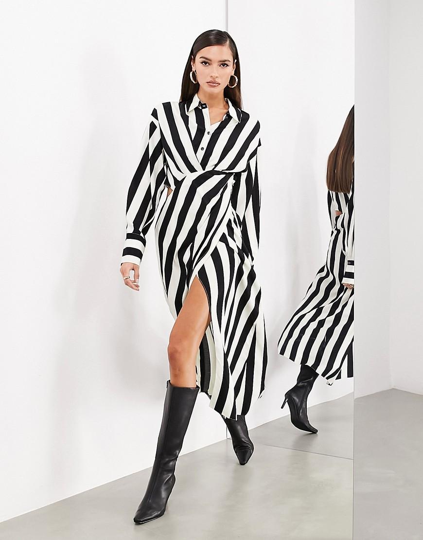 ASOS EDITION satin long sleeve shirt dress Product Image