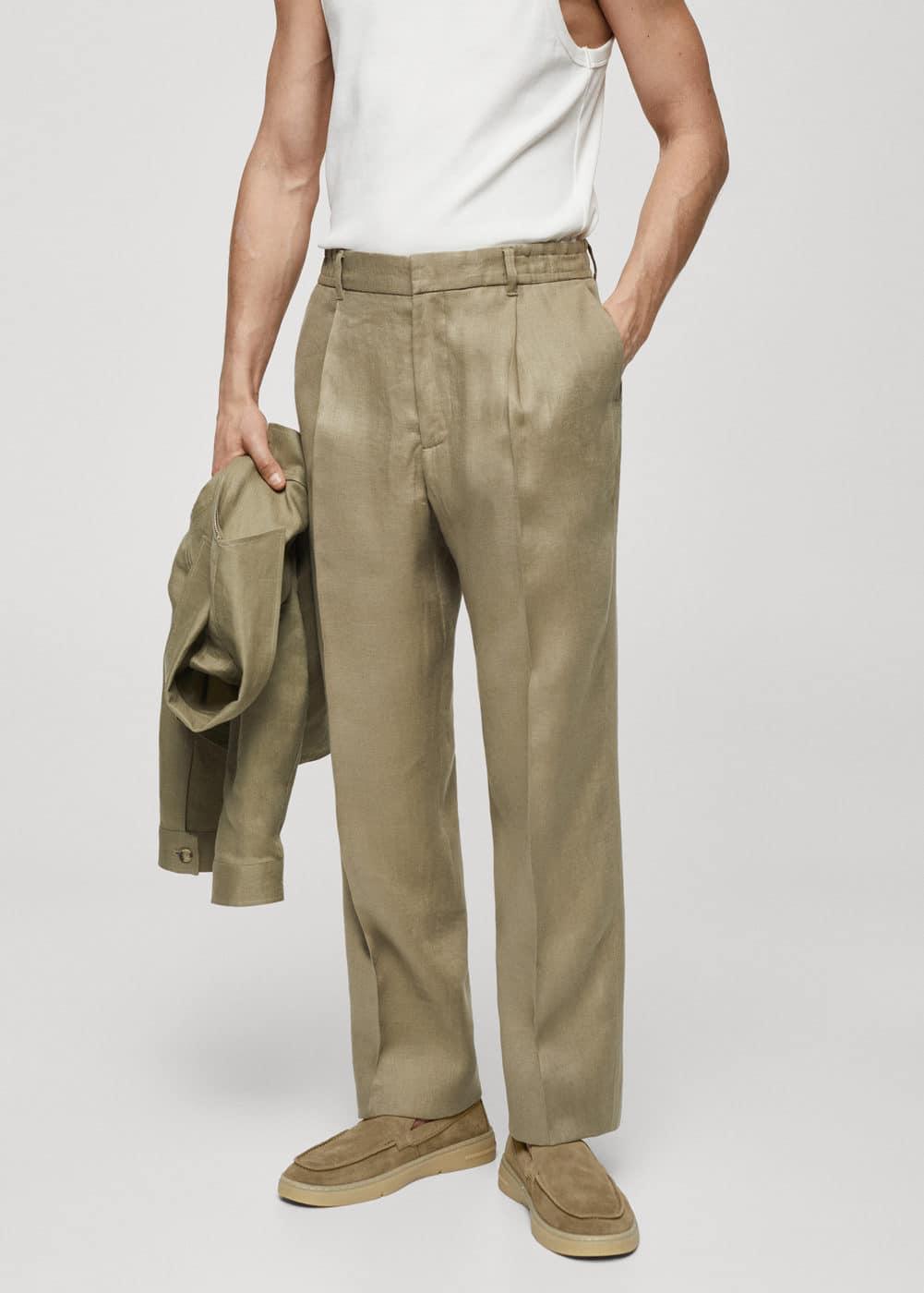 MANGO MAN - 100% linen regular-fit pants khakiMen Product Image