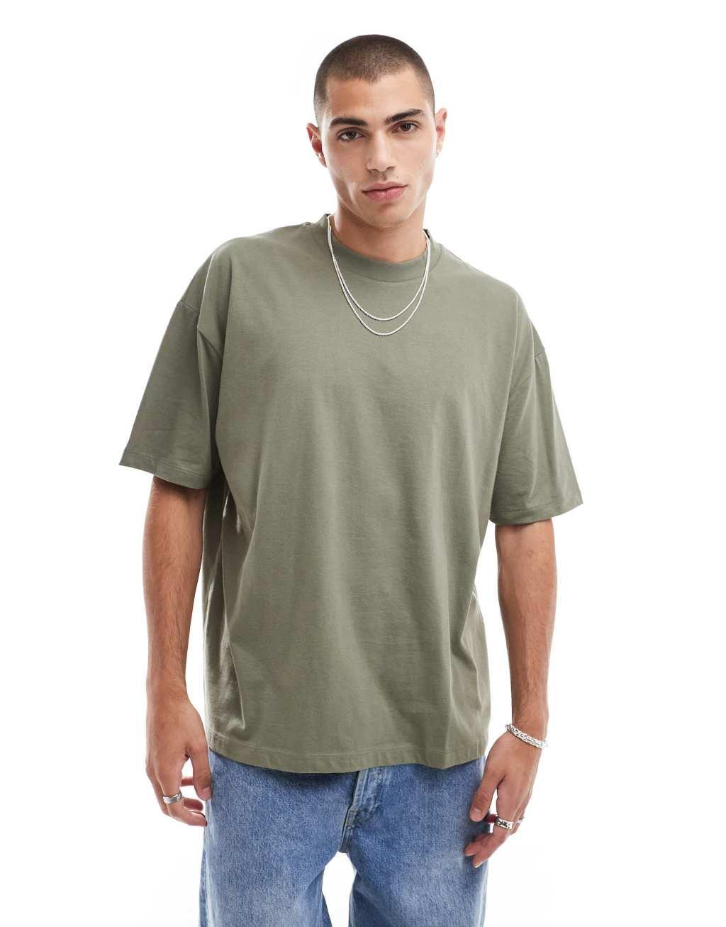 ASOS DESIGN oversized t-shirt with outdoors back print in olive product image