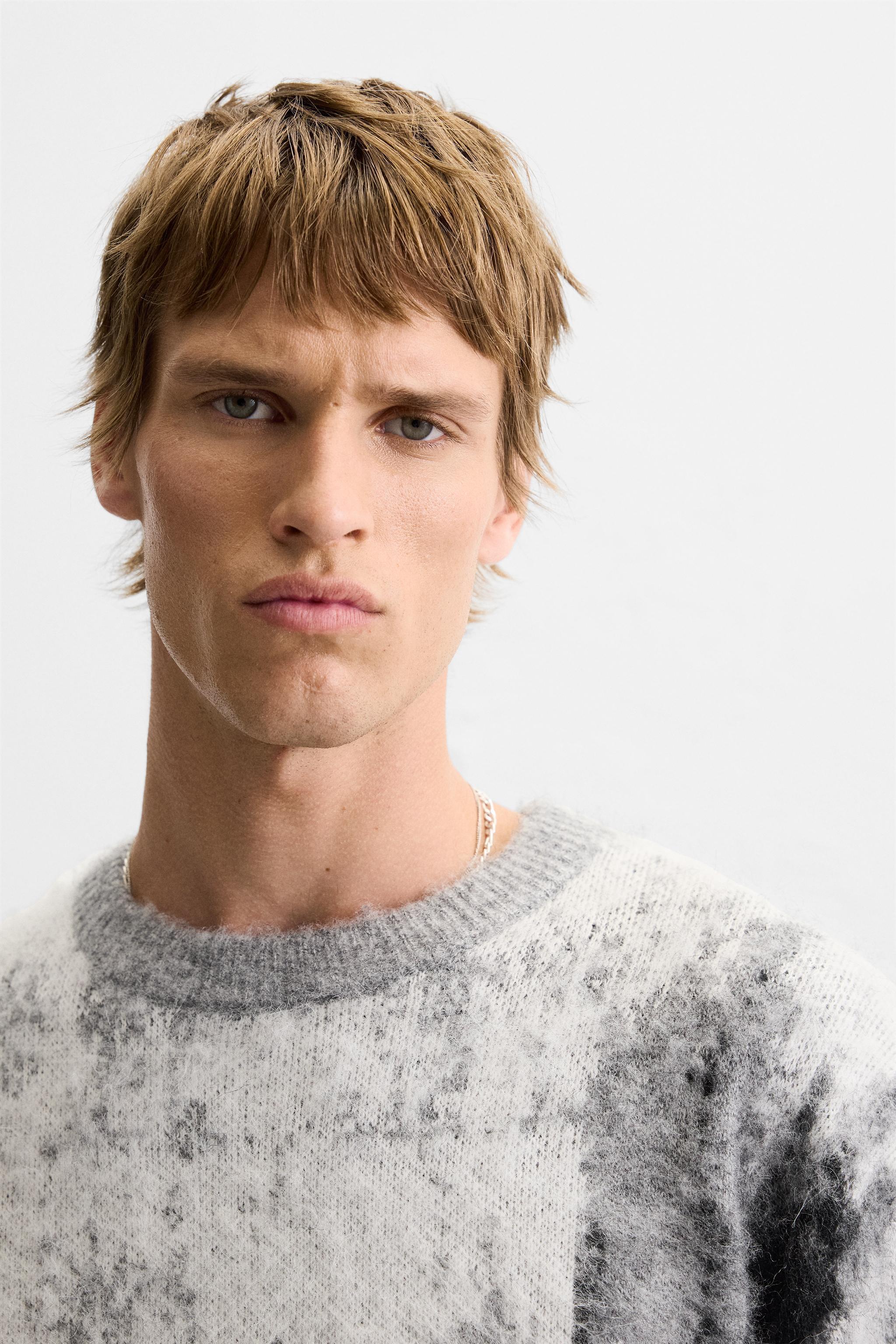 BRUSHED TEXTURE JACQUARD SWEATER Product Image