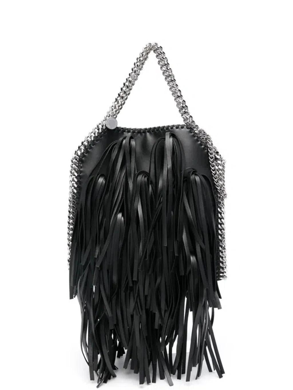 Mini Fringed Tote Bag In Black Product Image