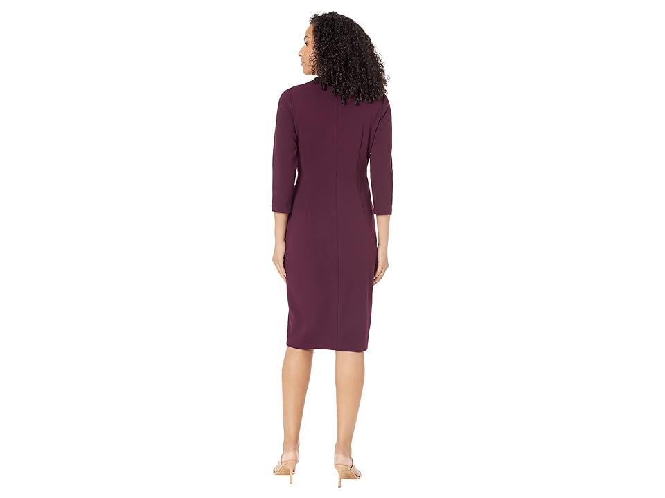 Calvin Klein Long Sleeve Ruched Dress (Aubergine) Women's Dress Product Image