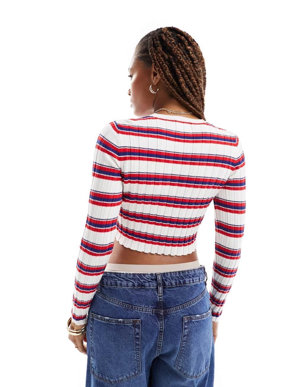 ASOS DESIGN crew neck sweater in red stripe Product Image