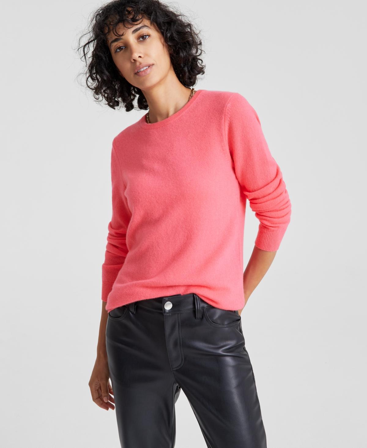 Charter Club 100% Cashmere Womens Long-Sleeve Crewneck Sweater, Regular & Petites, Created for Macys Product Image