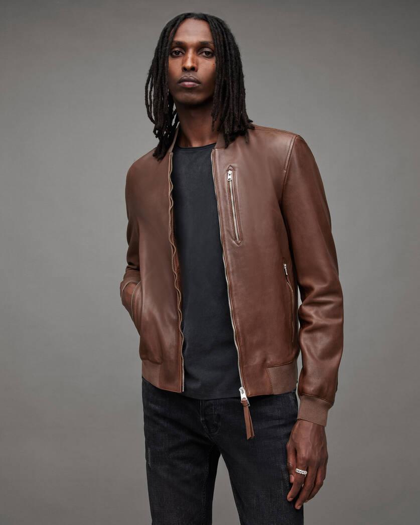 Kemble Zip Up Leather Bomber Jacket Product Image