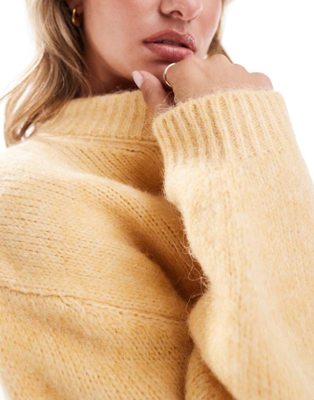 ASOS DESIGN oversized crew neck sweater in butter Product Image