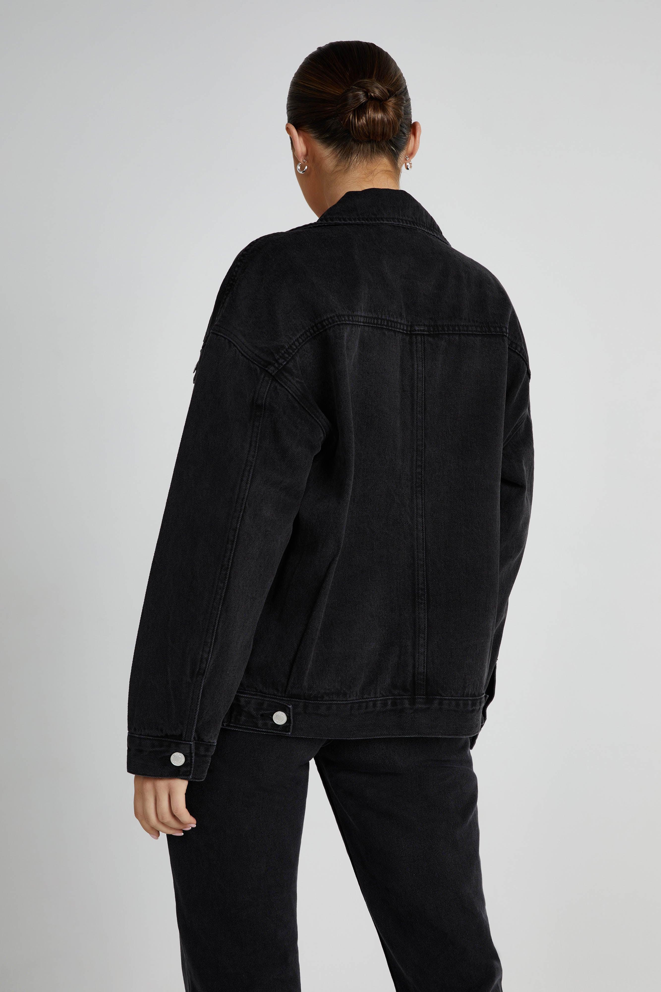 Sion Oversized Denim Jacket - Washed Black Product Image