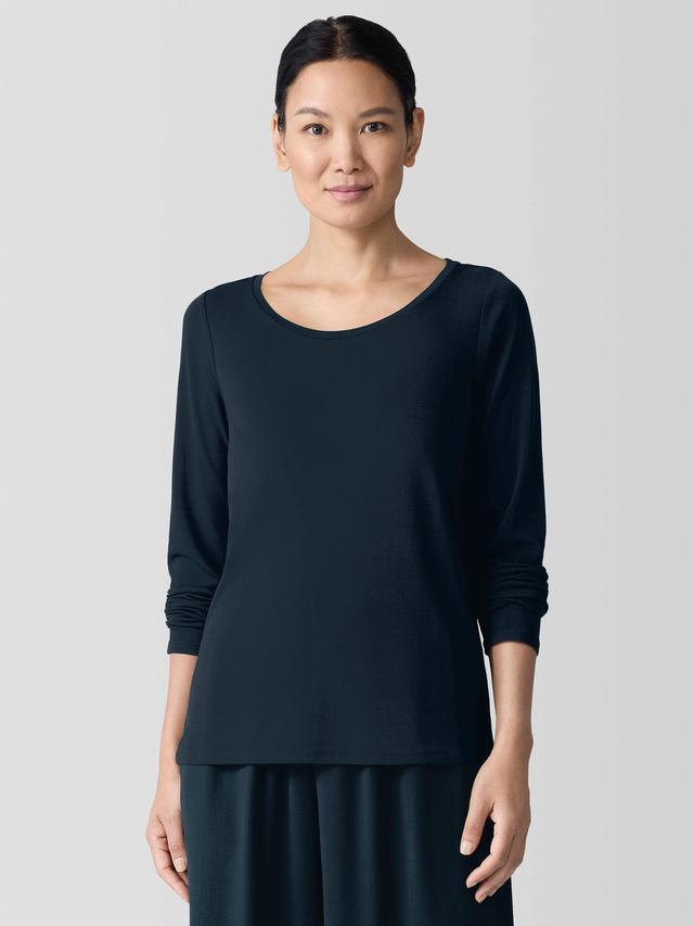 EILEEN FISHER Stretch Silk Jersey Scoop Neck Topfemale Product Image