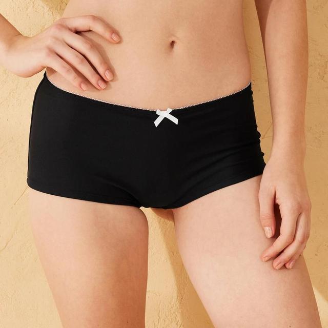 Womens Picot Bow Trim Low-Rise Cheeky Boyshorts - Wild Fable Black XL Product Image