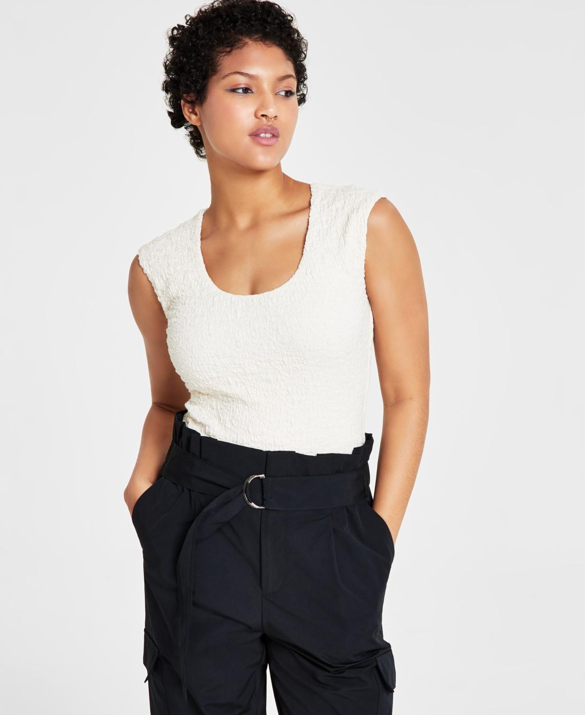 Bar Iii Womens Scoop-Neck Textured Bodysuit, Created for Macys Product Image