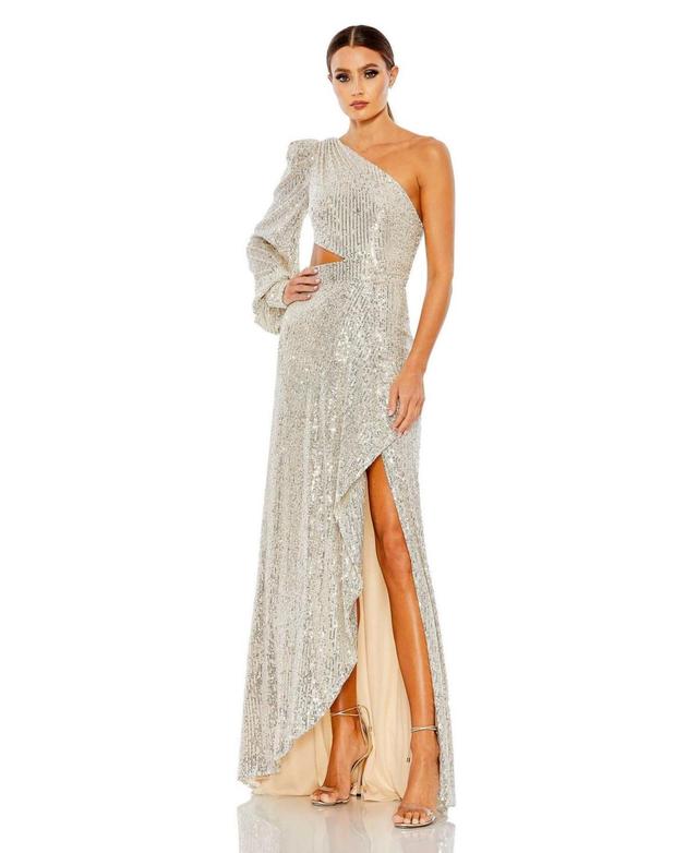 Womens Ieena Sequined One Shoulder Cut Out Gown Product Image