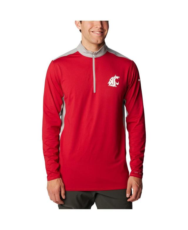 Mens Columbia Crimson Washington State Cougars Tech Trail Omni-Shade Quarter-Zip Top Product Image