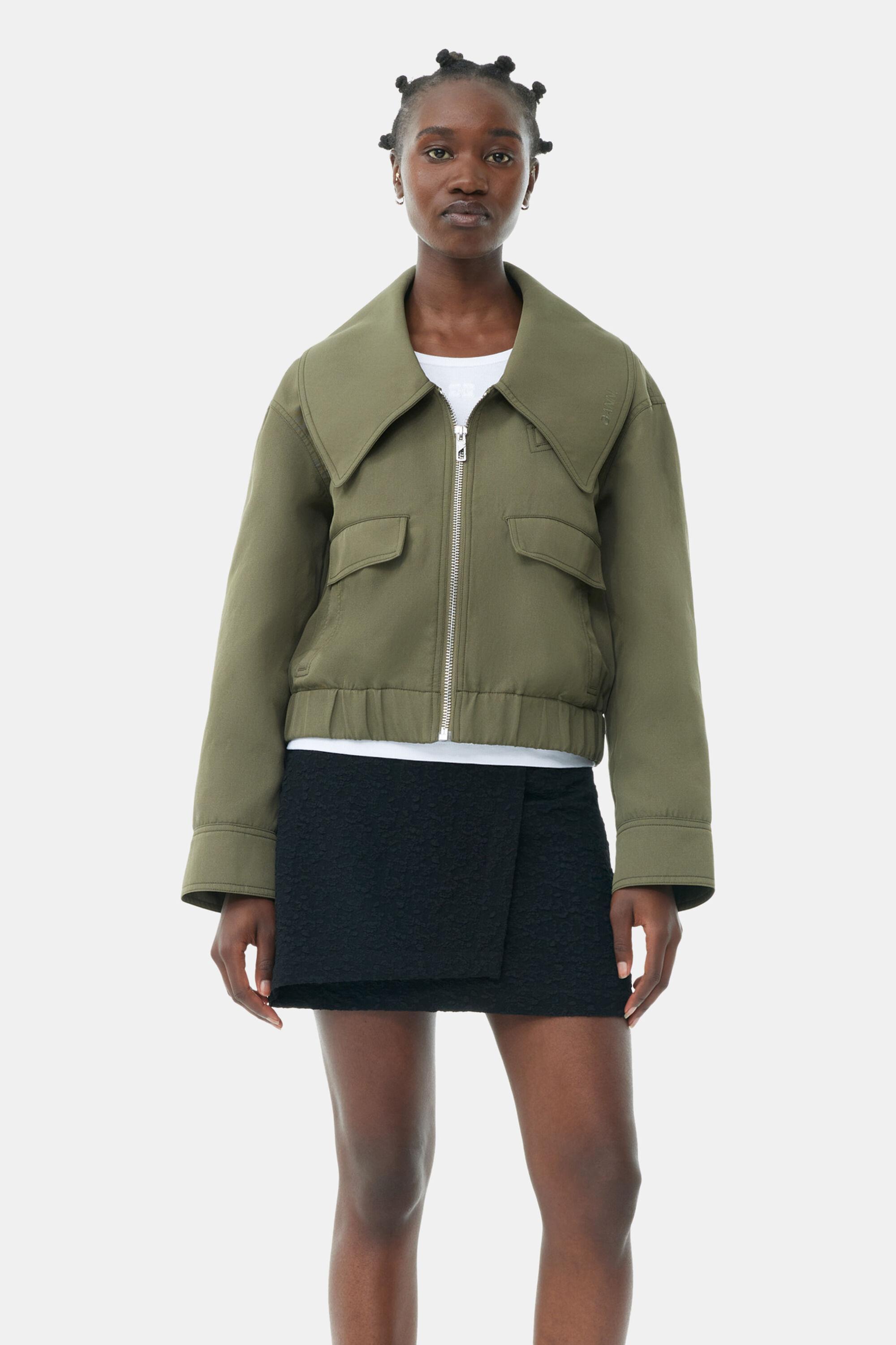 Green Heavy Twill Wide Collar Short Jacket product image