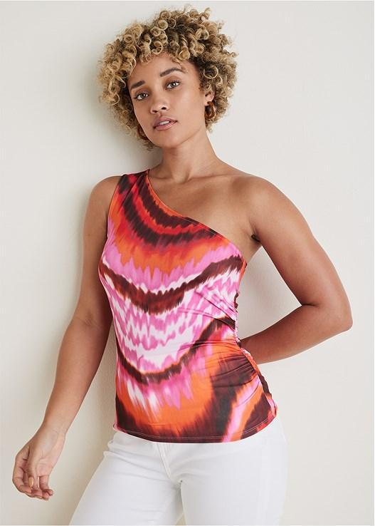 Printed One Shoulder Top Product Image