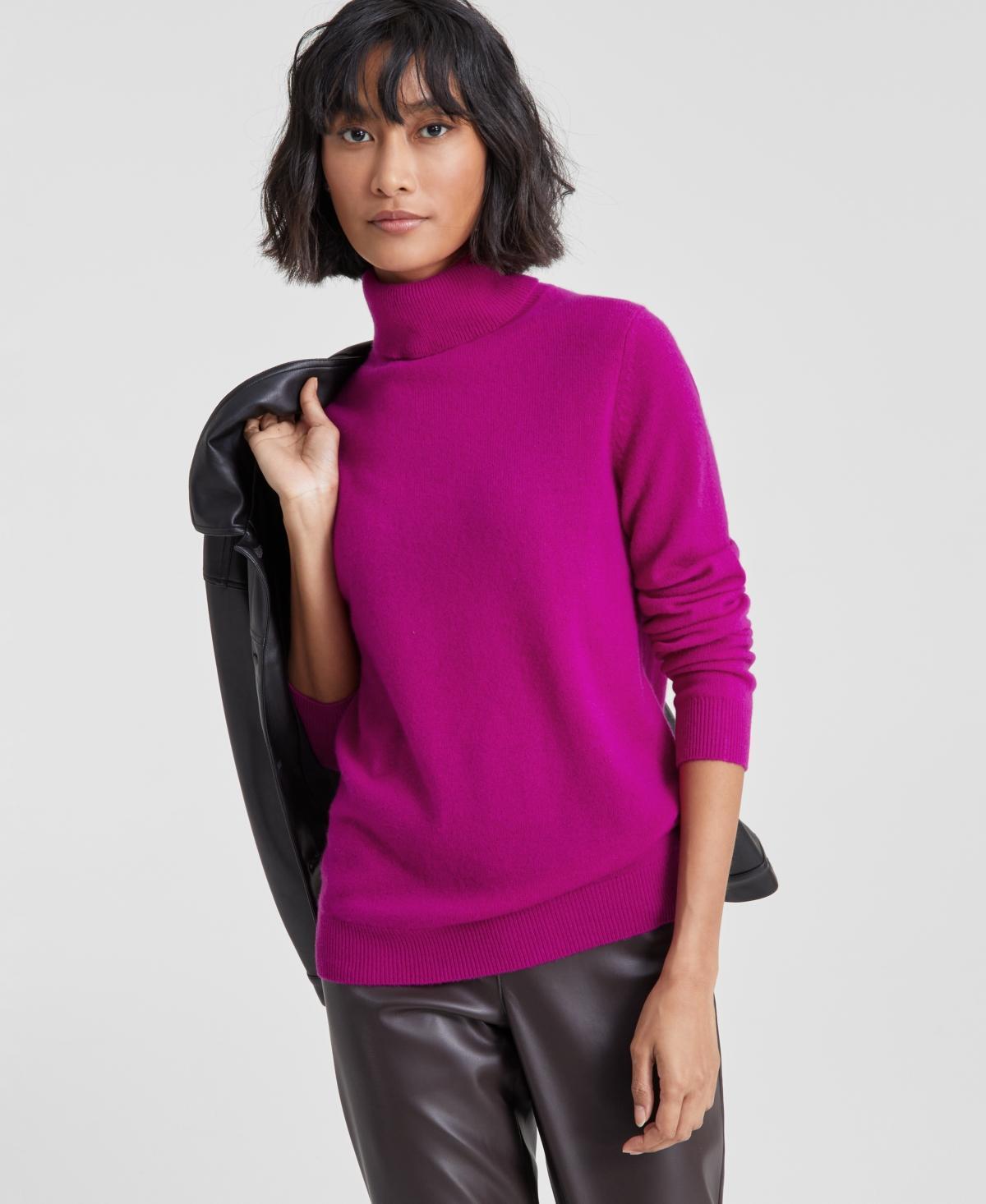 Charter Club 100% Cashmere Womens Turtleneck Sweater, Regular & Petites, Created for Macys Product Image