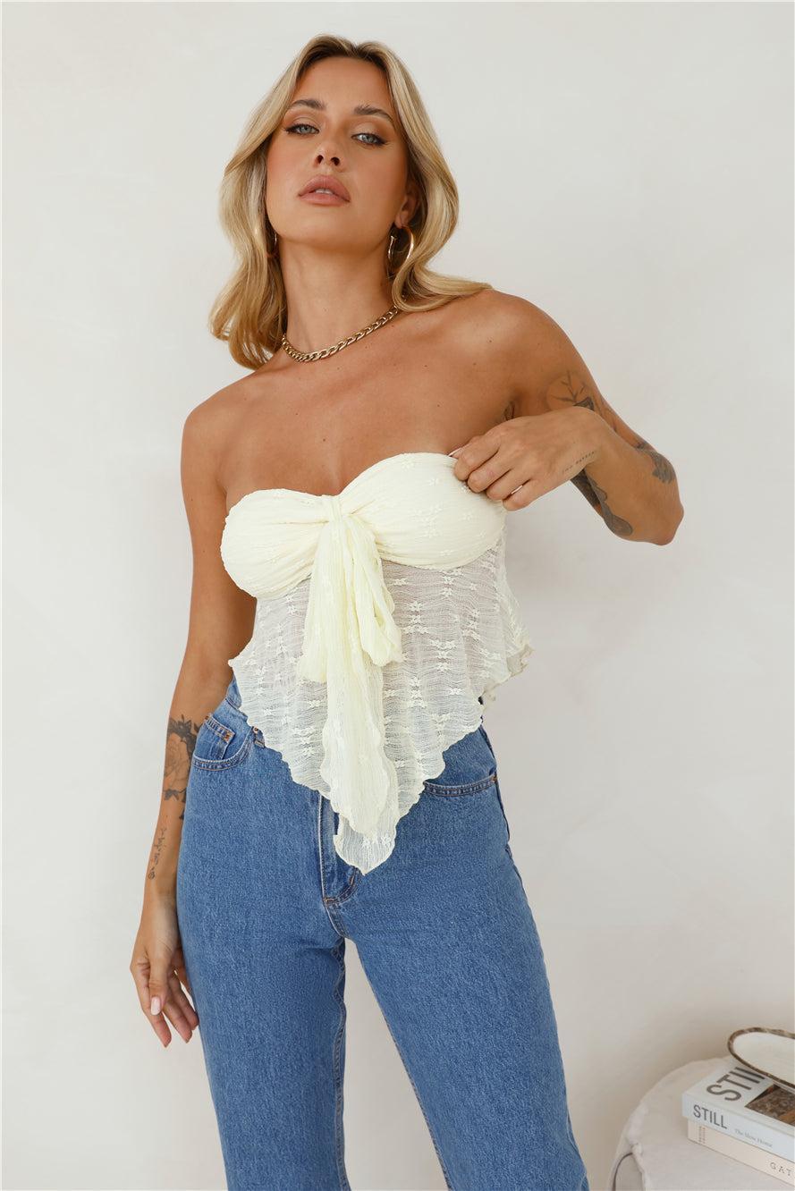 Sweet Berry Strapless Crop Top Yellow Product Image