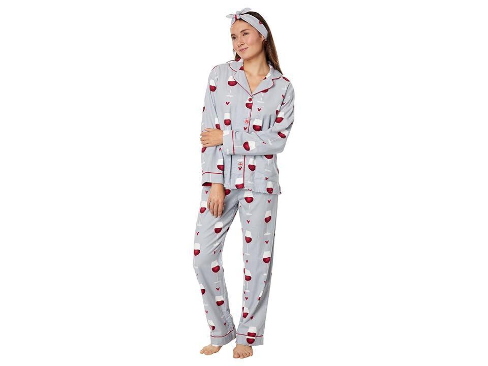 Rise and Wine Printed Flannel Pajama Set Product Image