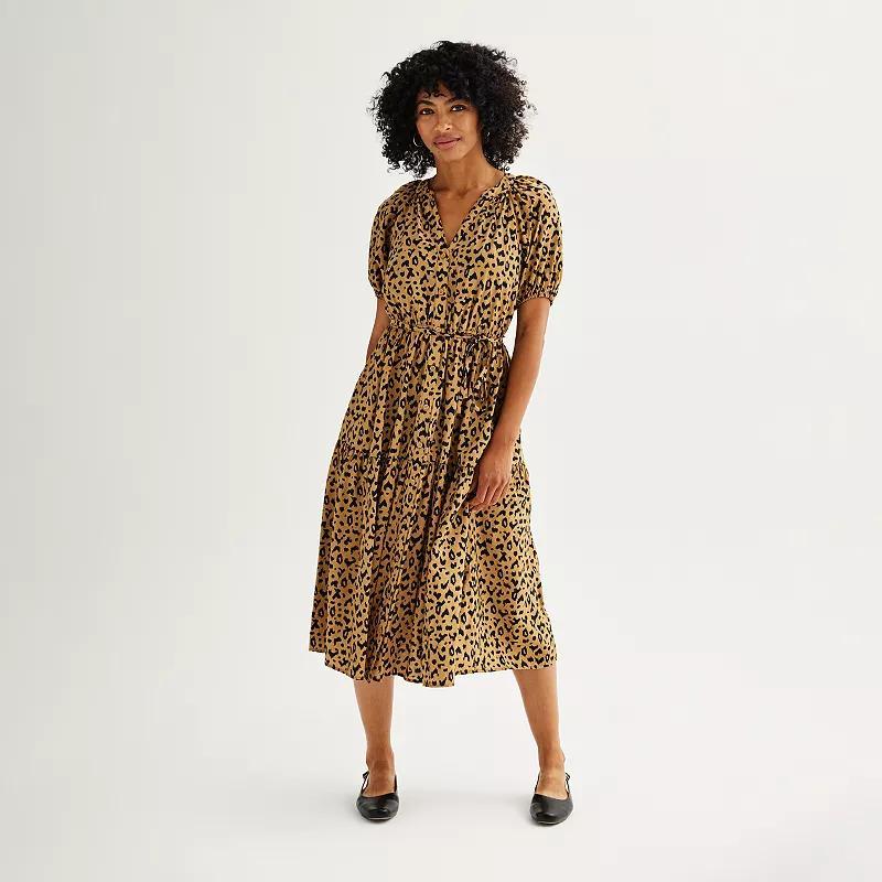 Womens Sonoma Goods For Life Elastic Sleeve Midi Dress Product Image