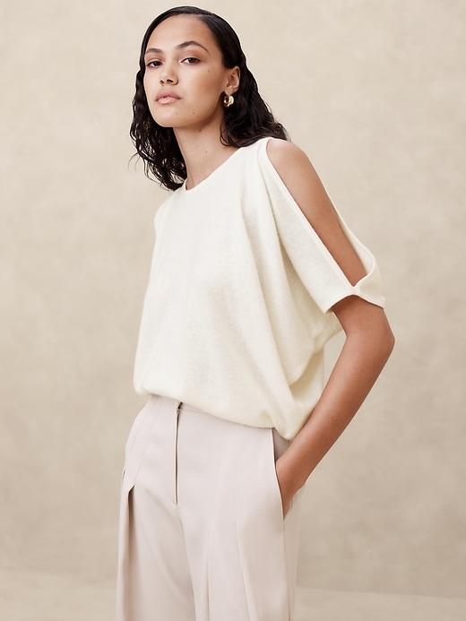 Cashmere-Linen Shoulder Cut-Out Sweater Product Image