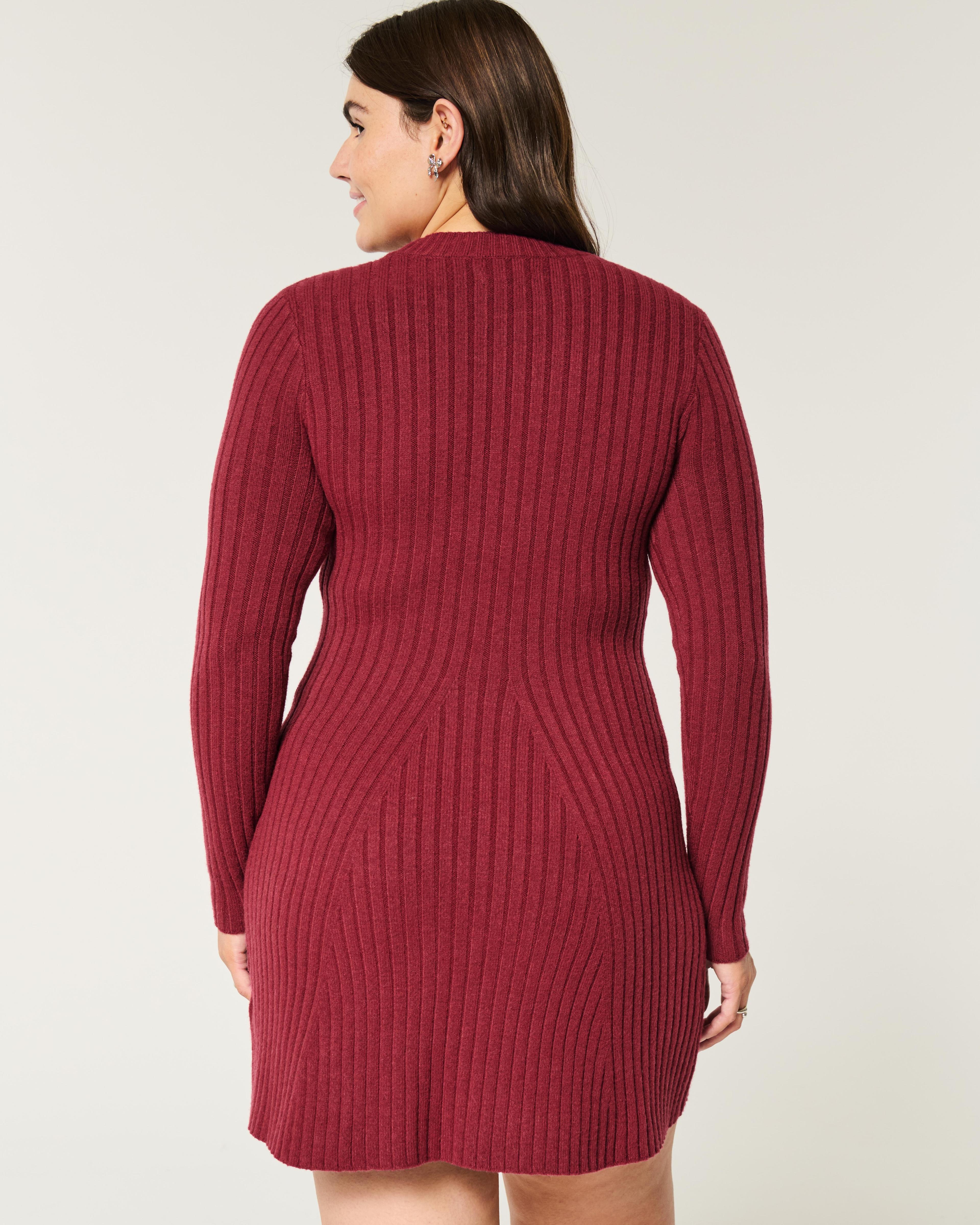 Ribbed Skater Mini Sweater Dress Product Image