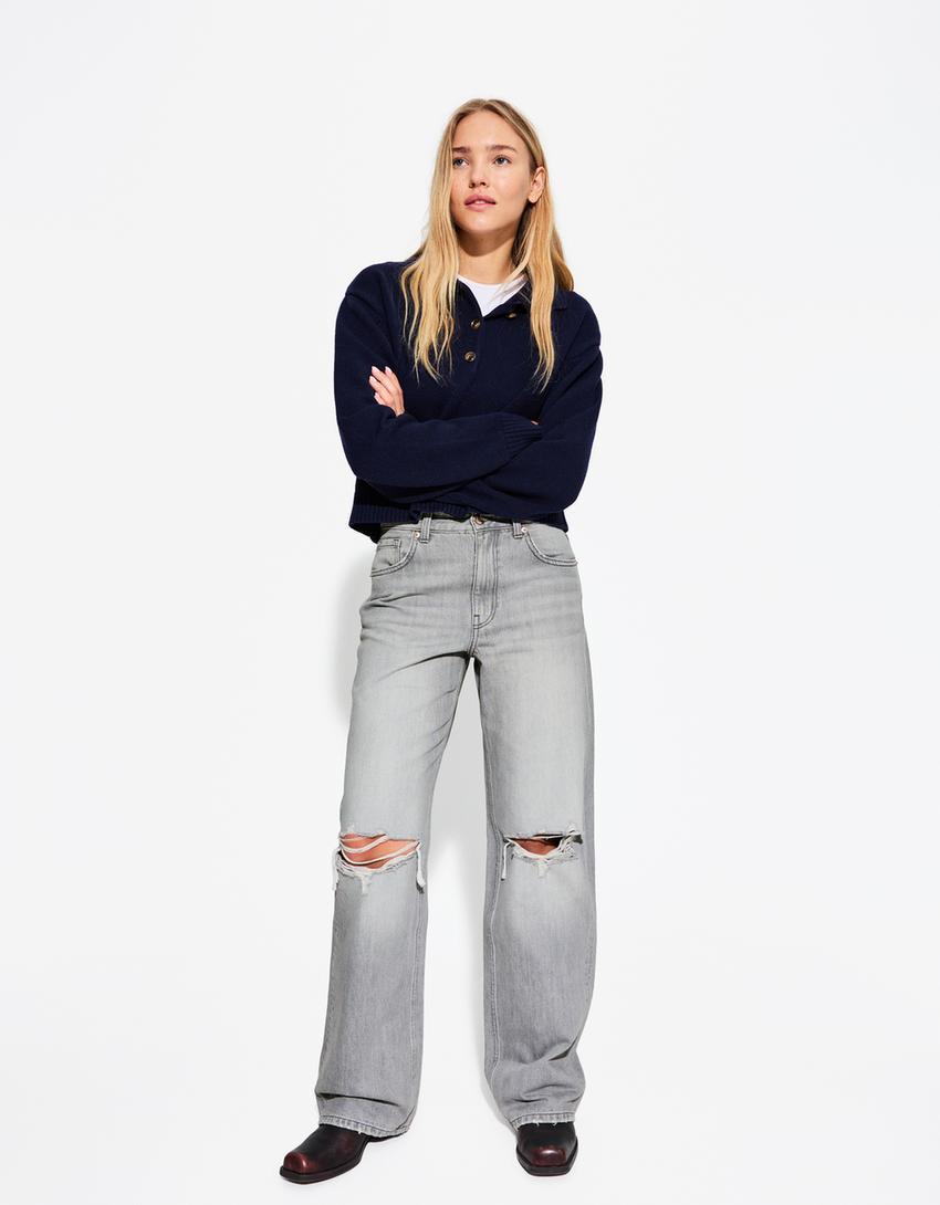 Ripped wide-leg ’90s jeans Product Image