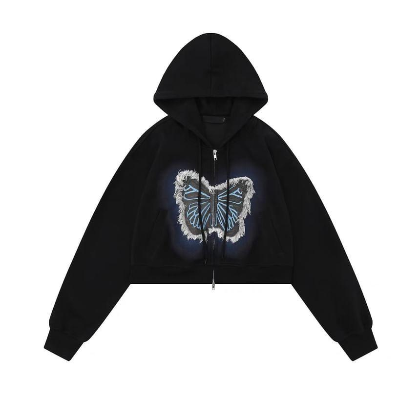 Couple Matching Butterfly Applique Zip Hoodie (Various Designs) Product Image