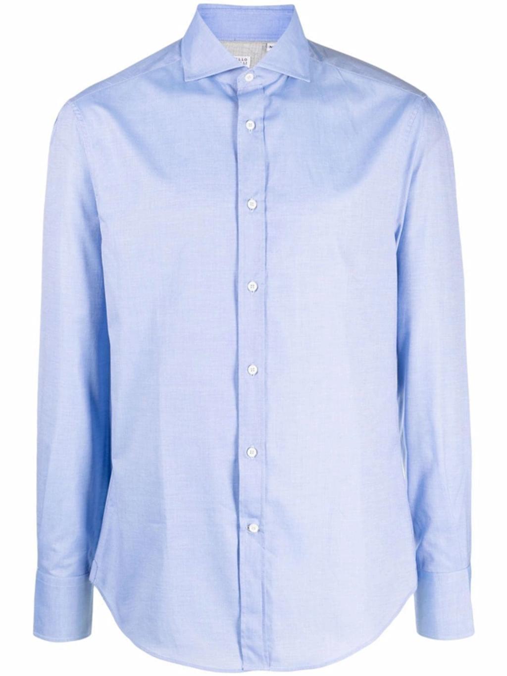 Long-sleeve Buttoned Shirt In Blue Product Image