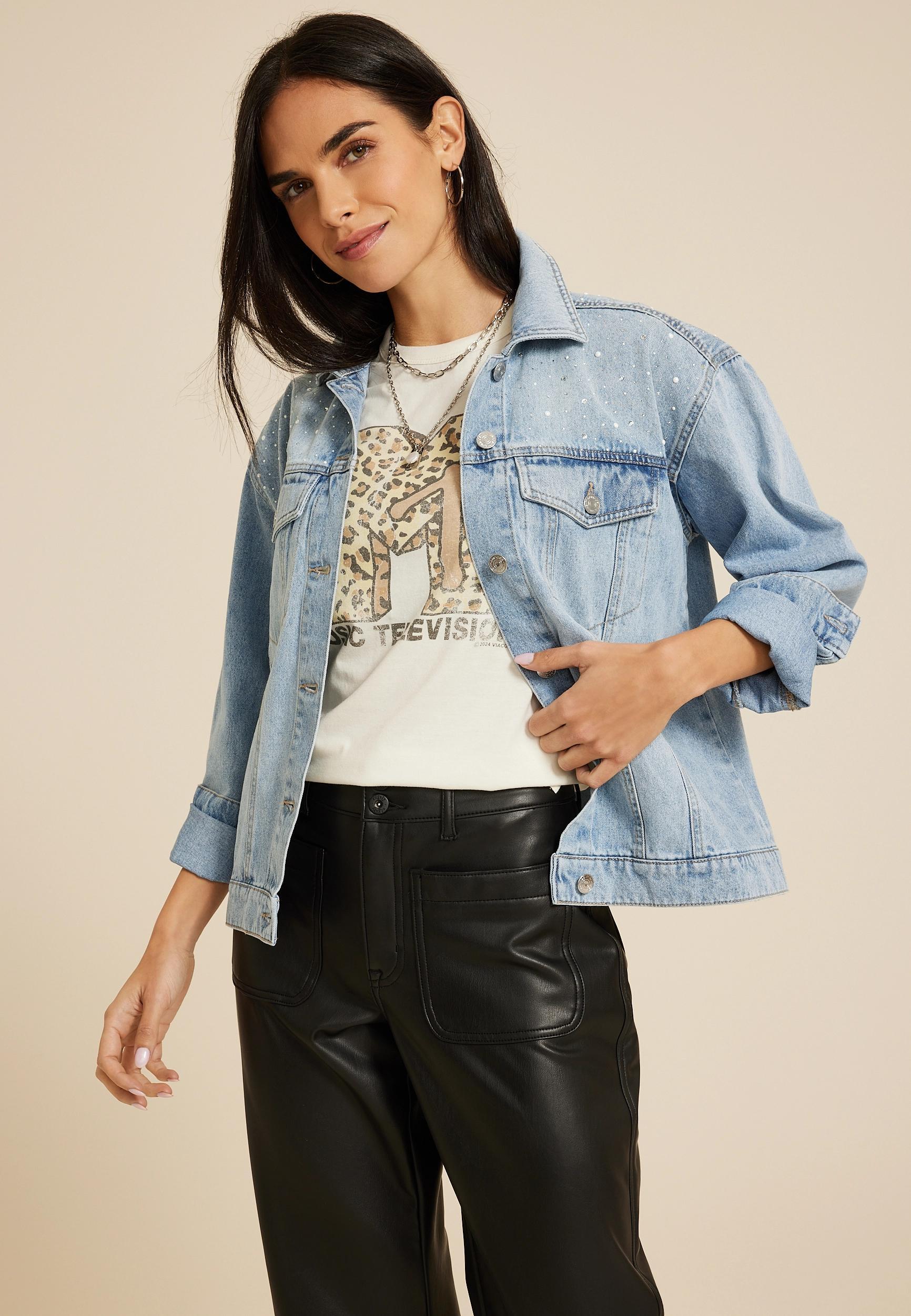 Light Nonstretch Sparkle Denim Jacket product image