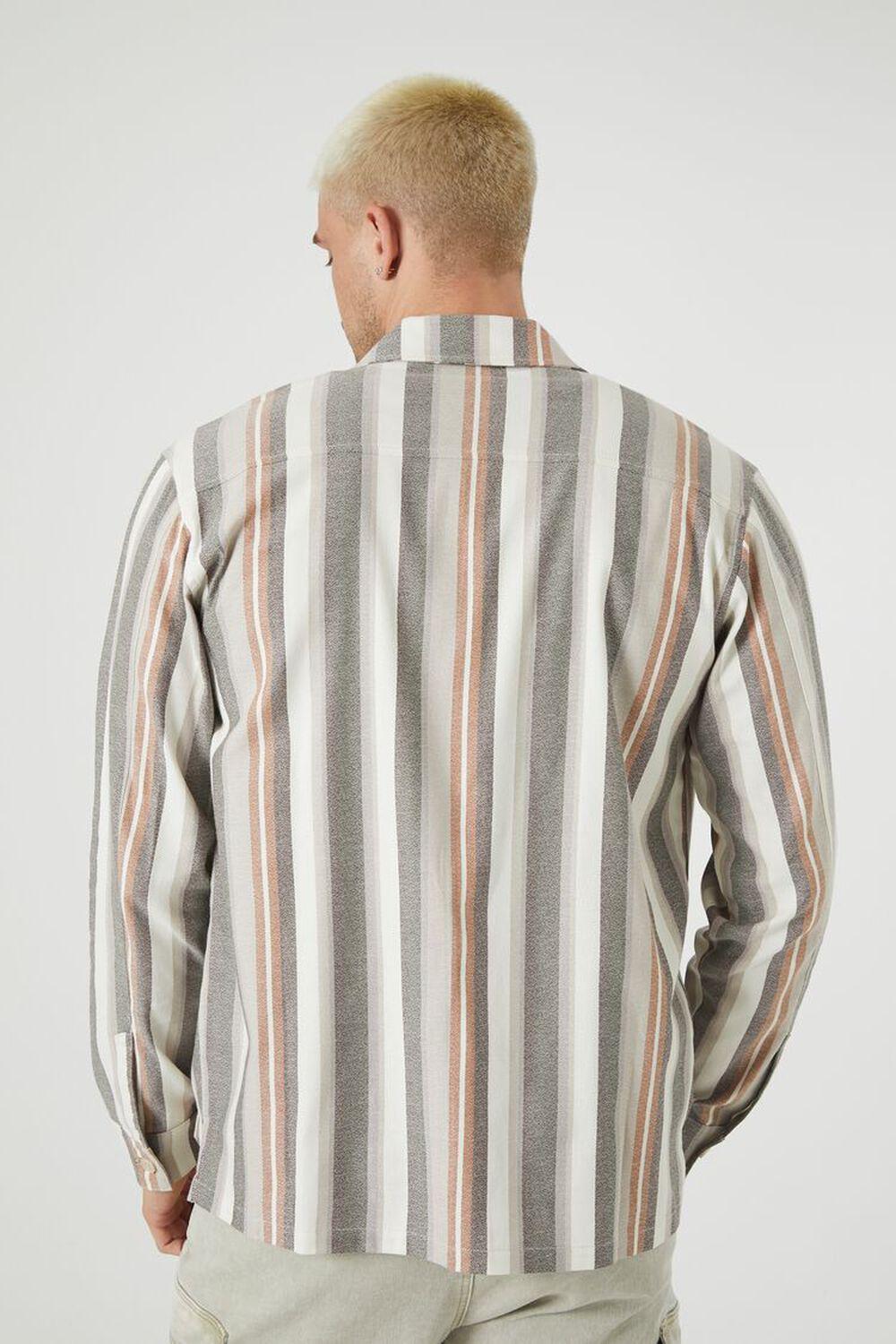 Striped Zip-Up Long-Sleeve Shirt | Forever 21 Product Image