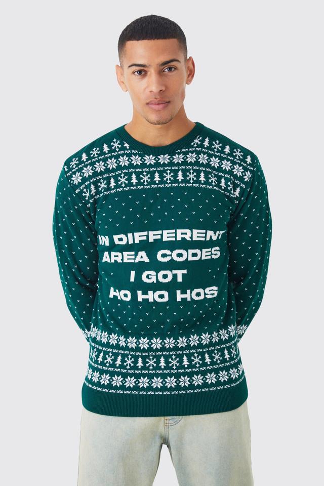 I Got Ho Ho Hos Christmas Sweater | boohooMAN USA Product Image