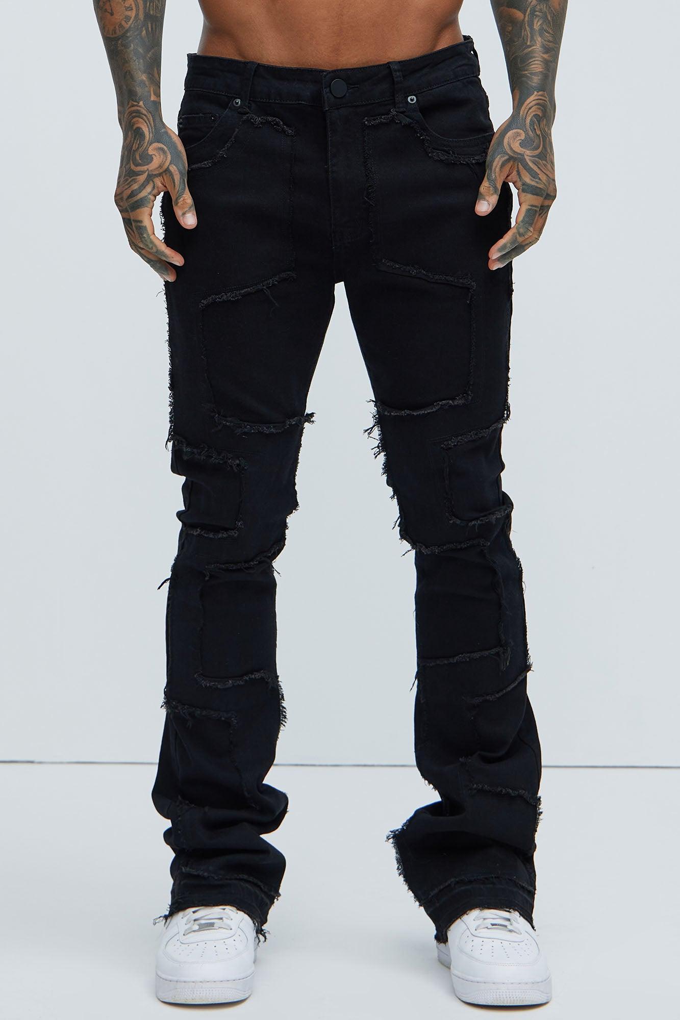 Be Square Stacked Skinny Flare Jeans - Black Product Image