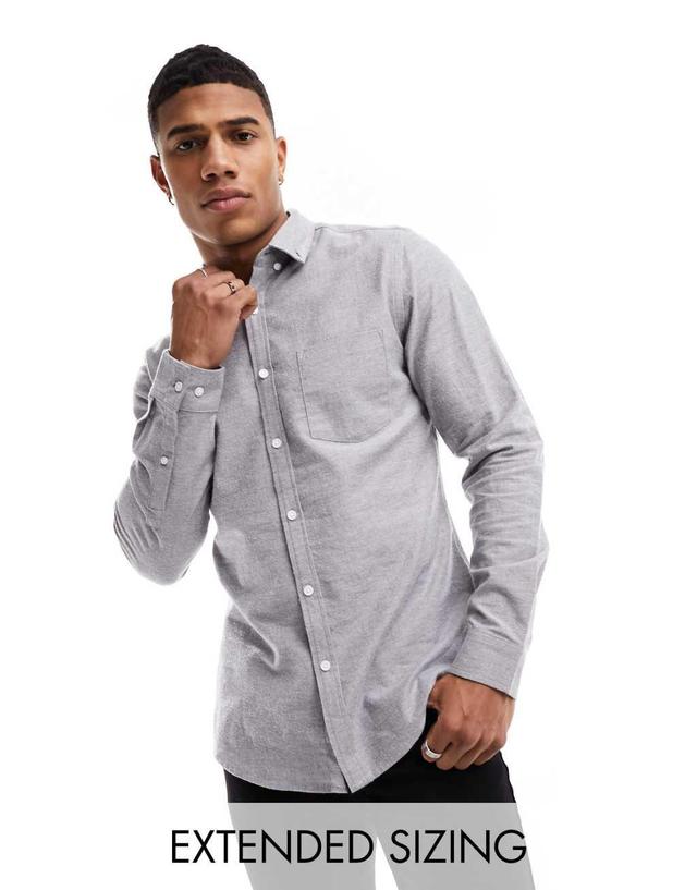 ASOS DESIGN slim oxford shirt in yarn dye charcoal Product Image