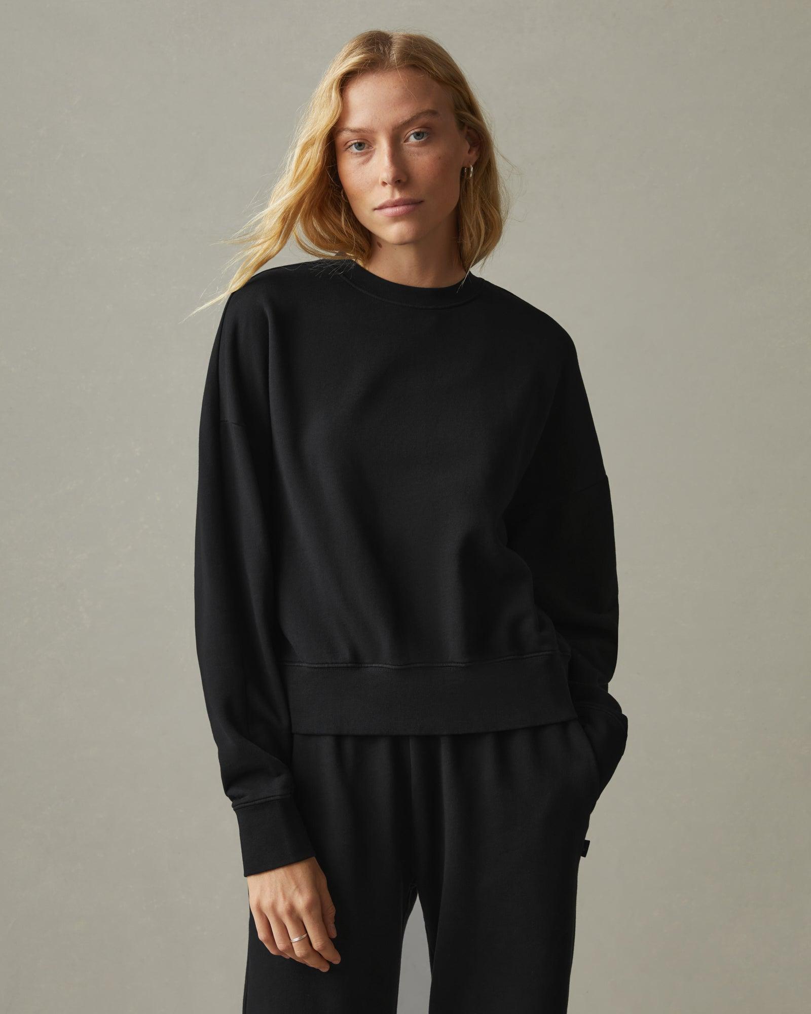 Premium Midweight Oversized Crew - Black Female Product Image