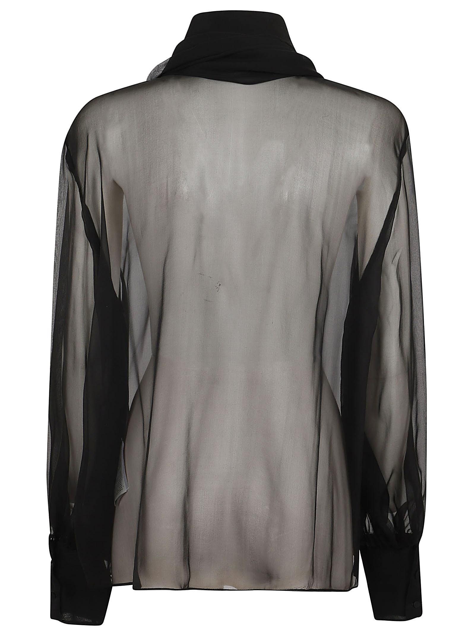 Chiffon Shirt Scarf Neck In No Nero Product Image